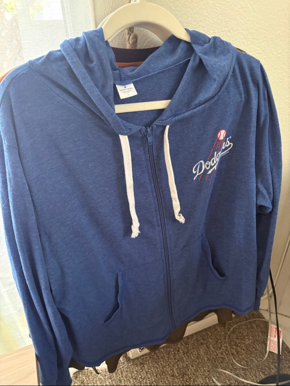 Los Angeles Dodgers Blue Zip-Up Hoodie ladies 1x lightweight